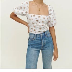 Reformation Arancini White Floral Top Size 6